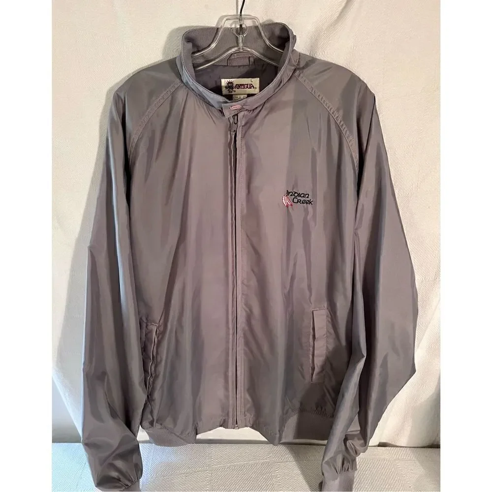 Vintage Antigua Nylon Indian Creek Gray Golf Jacket Size Large